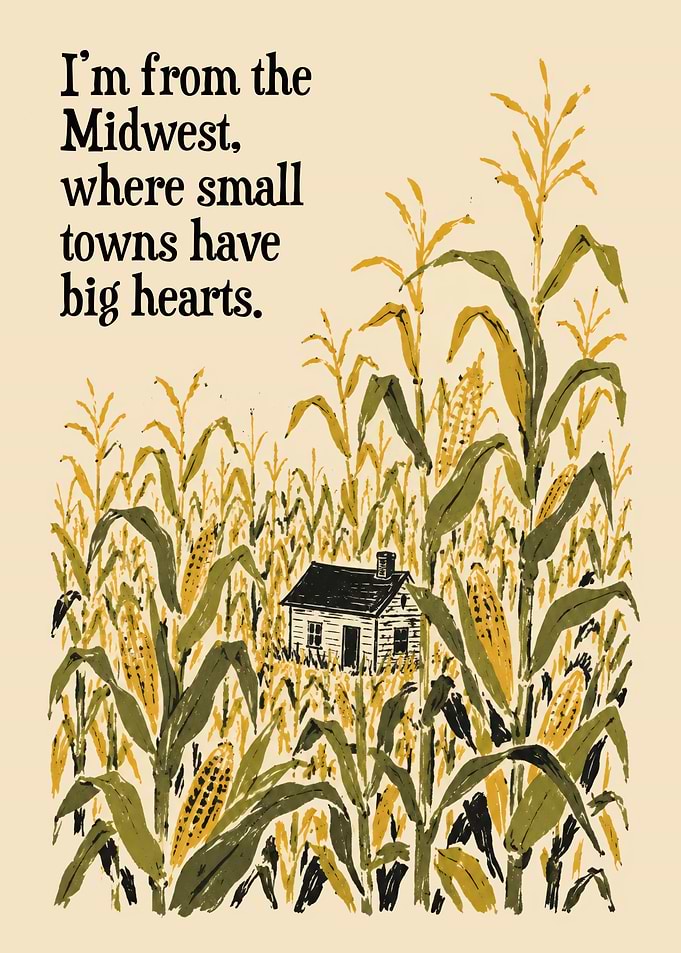 Midwest Small Town Cornfield Illustration