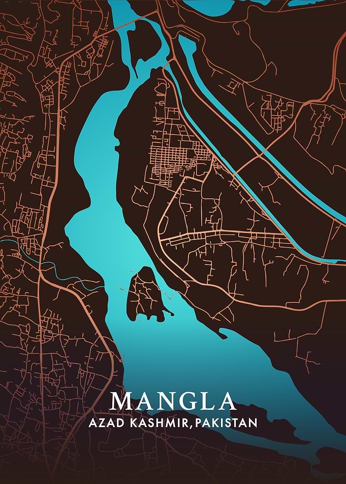Mangla Azad Kashmir Map Poster