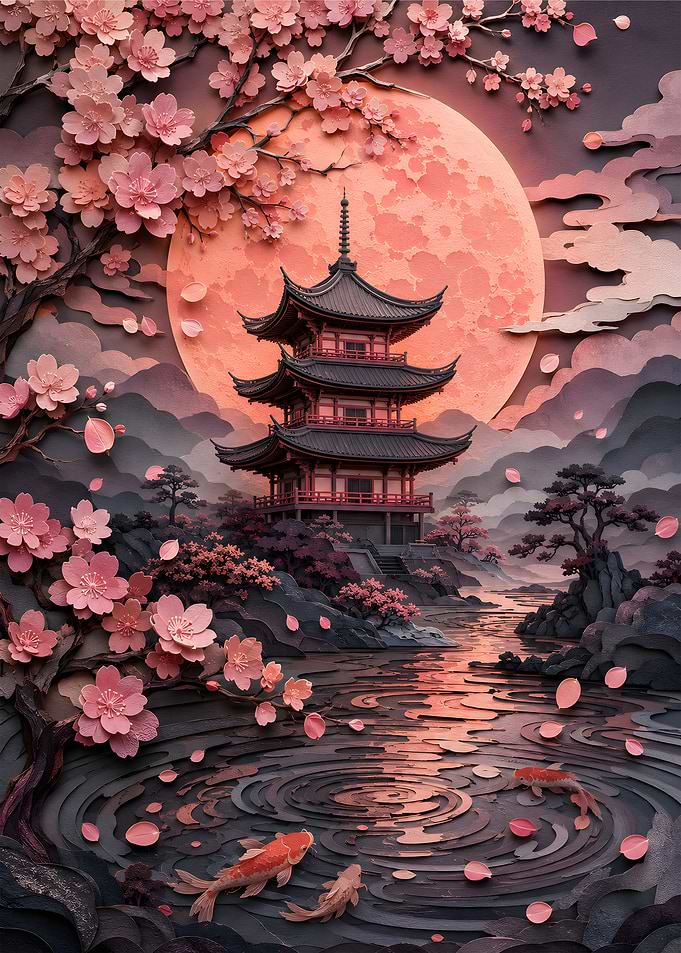 Zen Cherry Blossom Temple