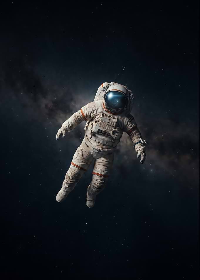 Astronaut Floating in Deep Space
