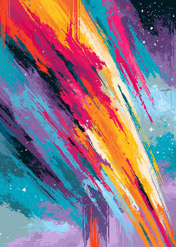 Abstract Colorful Cosmic Brushstrokes