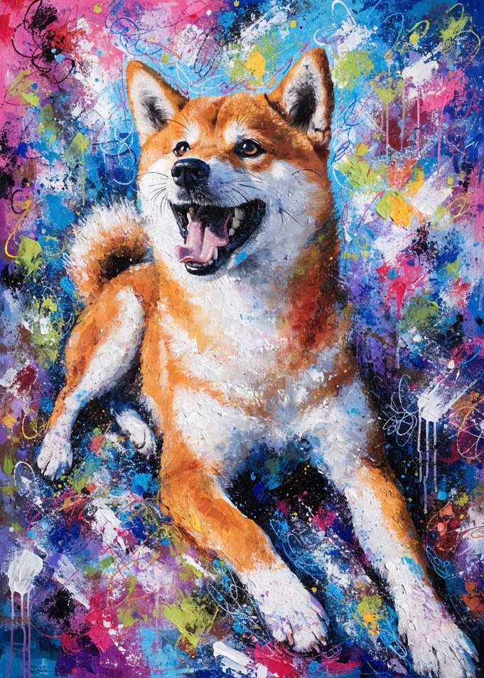 Vibrant Abstract Shiba Inu Painting