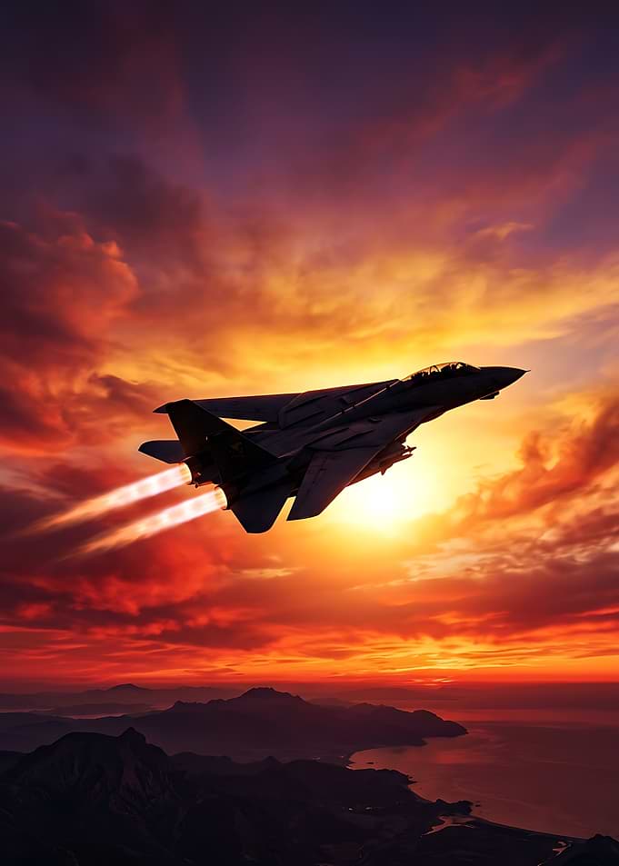 F-14 Tomcat Jet at Sunset