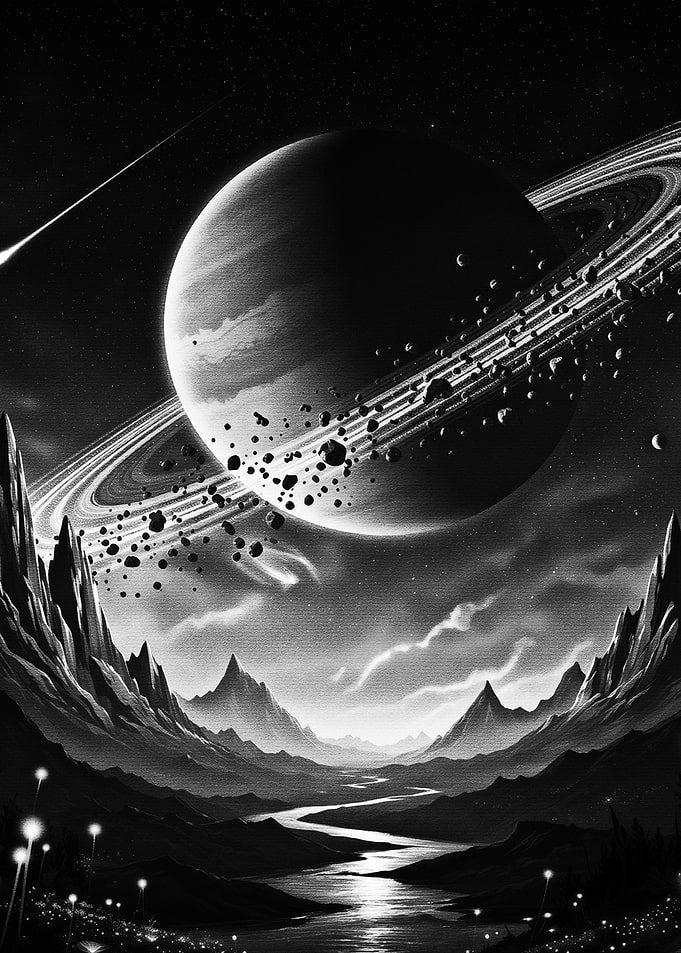 Black and White Cosmic Landscape