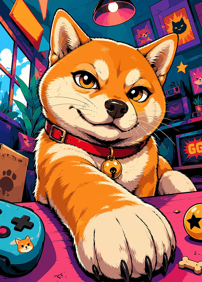 Shiba Inu Gamer Digital Art