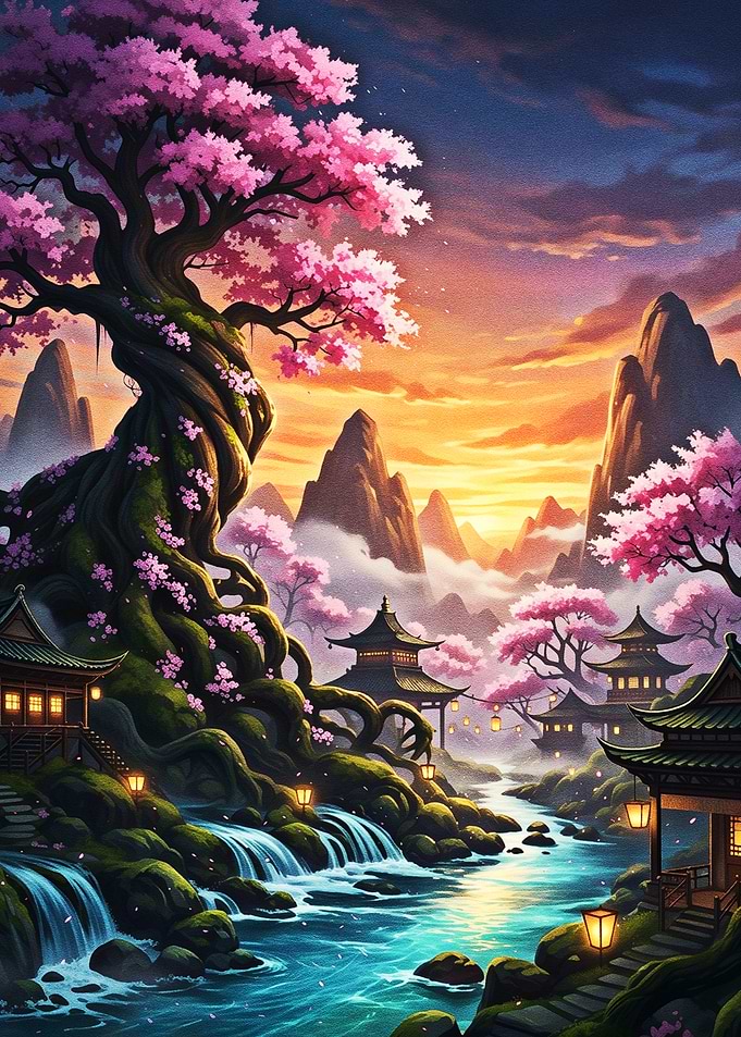 Mystical Cherry Blossom Village