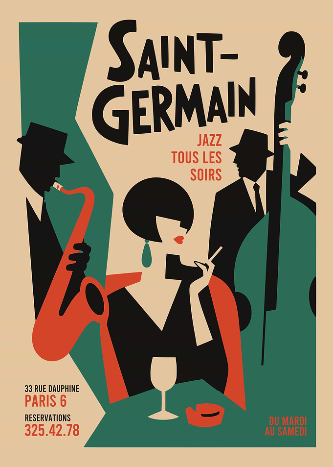Saint-Germain Jazz Club Vintage Poster