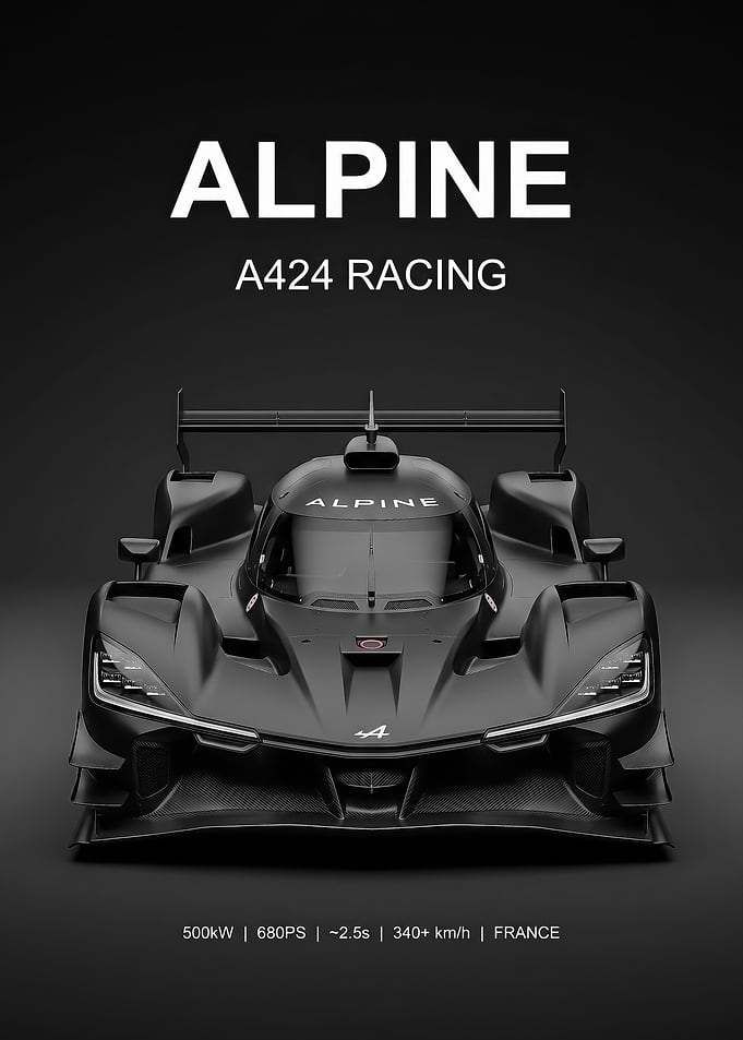 black sleek A424 Racing Car Poster