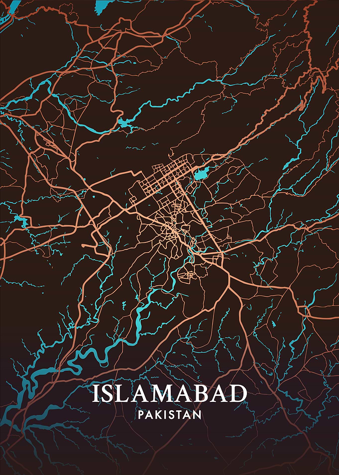 Islamabad Pakistan City Map Poster