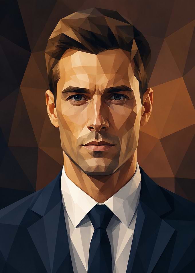 Low Poly Portrait of Businessman