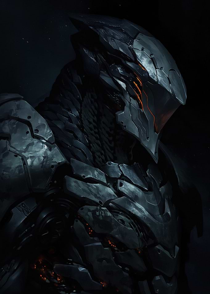 Dark Futuristic Cybernetic Soldier Portrait
