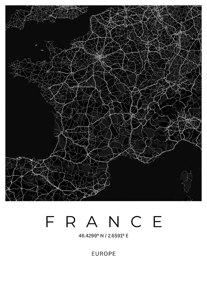 Minimalist France Map Poster