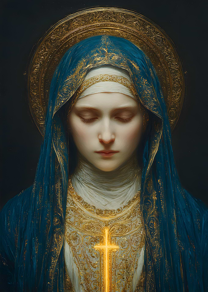 Ethereal Portrait of the Virgin Mary