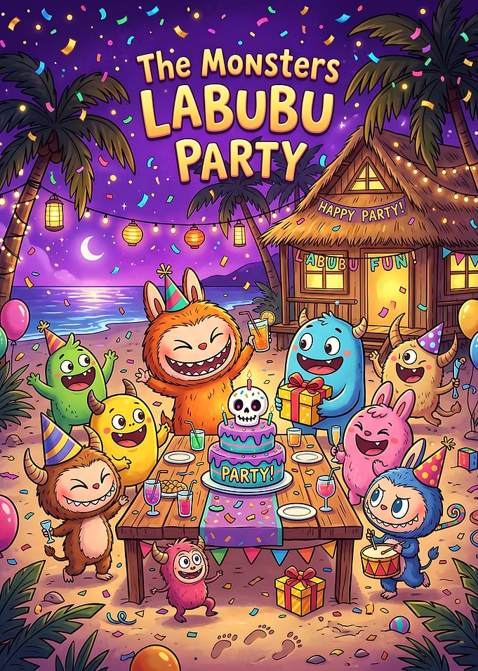 The Monsters Labubu Party Illustration