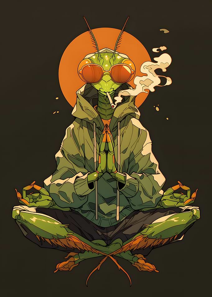 Meditating Mantis in Streetwear
