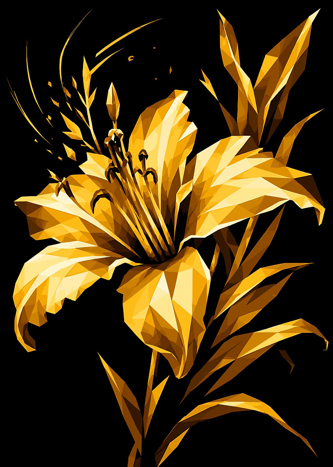 Geometric Golden Lily Illustration