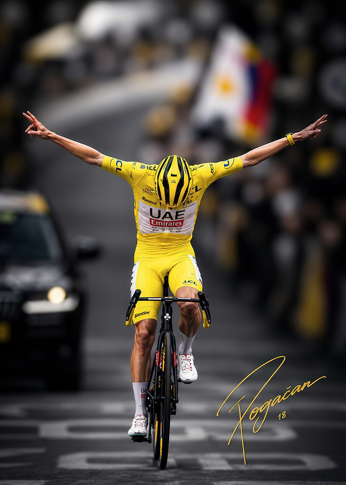Tadej Pogačar Cycling Victory Celebration