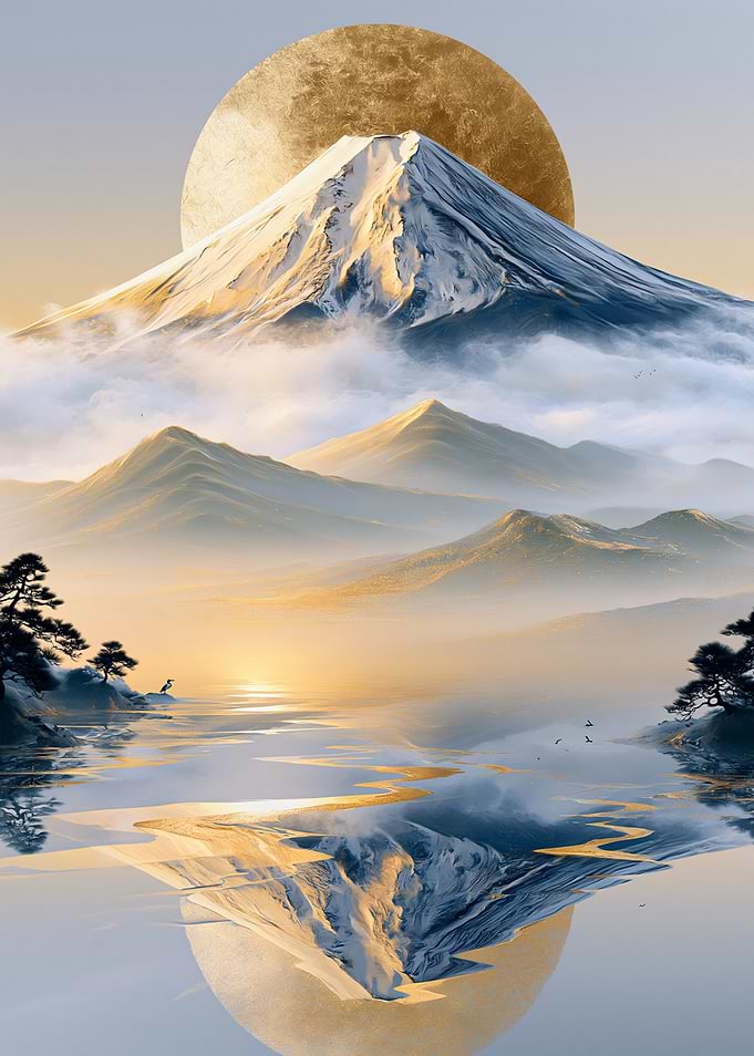 Mount Fuji with Golden Sun