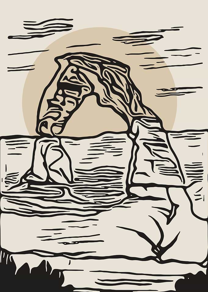 Minimalist Delicate Arch Line Art