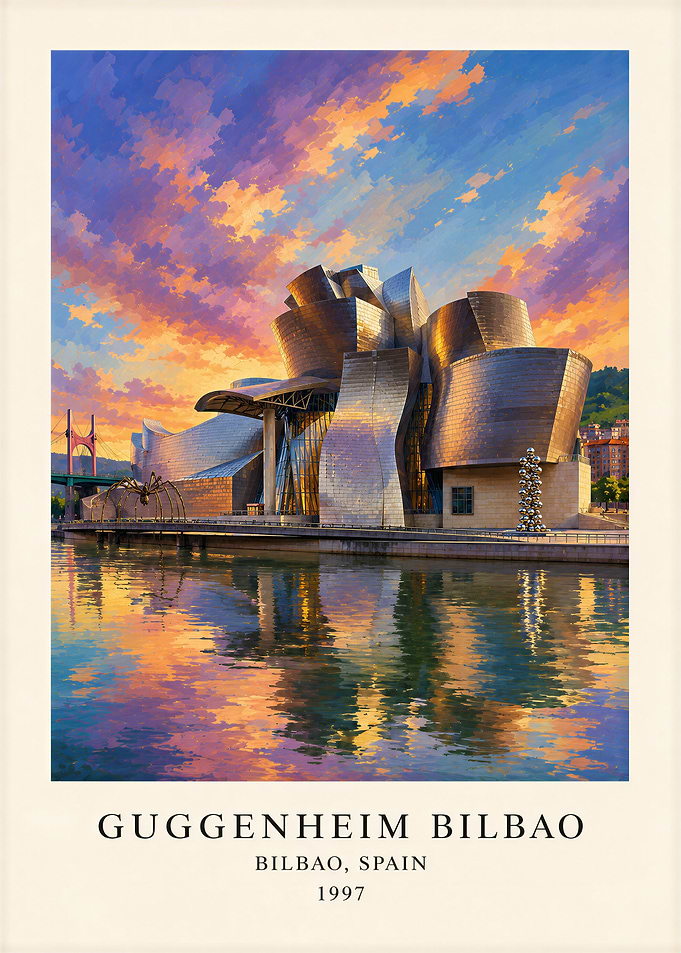 Guggenheim Museum Bilbao Sunset Poster