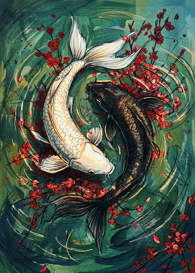 Yin Yang Koi Fish Art