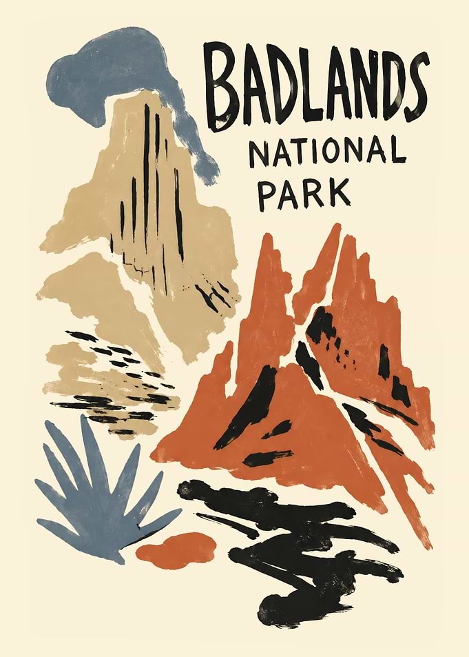 Badlands National Park Minimalist Poster