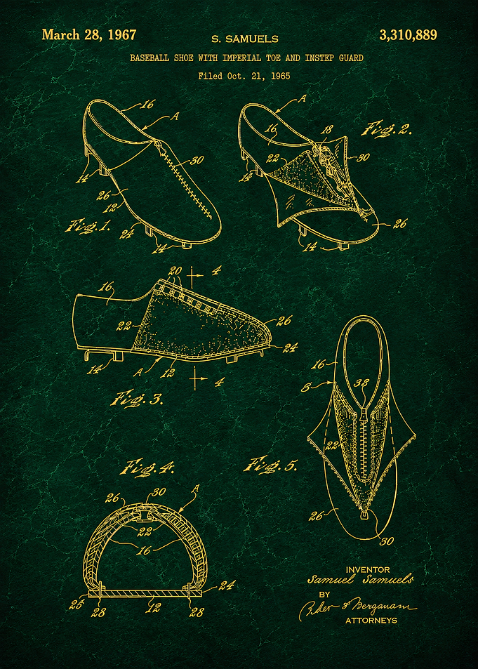 1967 Baseball Shoe Patent Blueprint