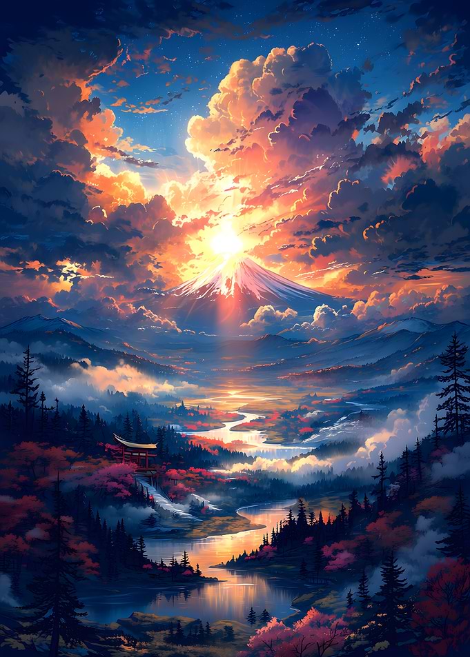 Mount Fuji Sunset Landscape