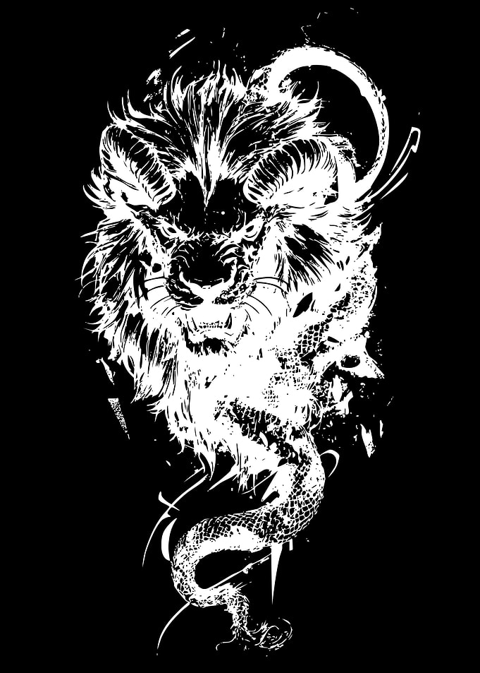Lion and Dragon Fusion Illustration