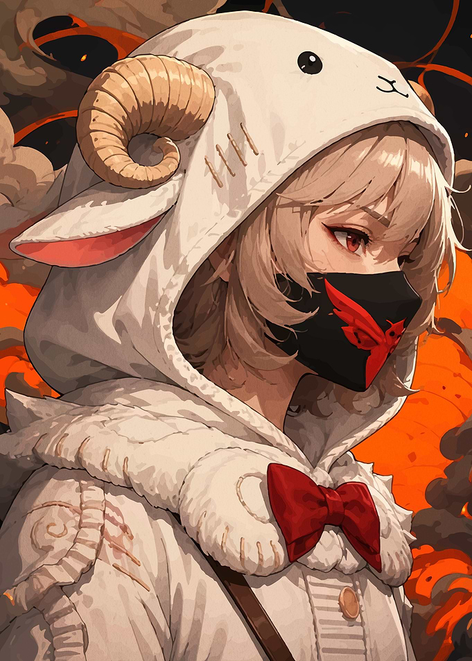 Anime Girl in Sheep Hoodie
