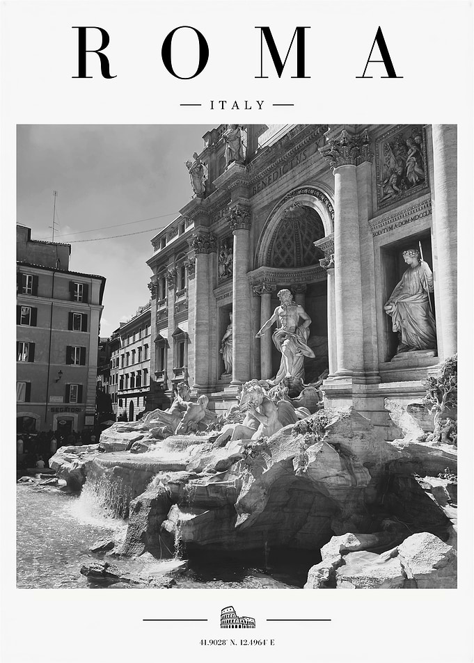 Trevi Fountain Rome Travel Poster