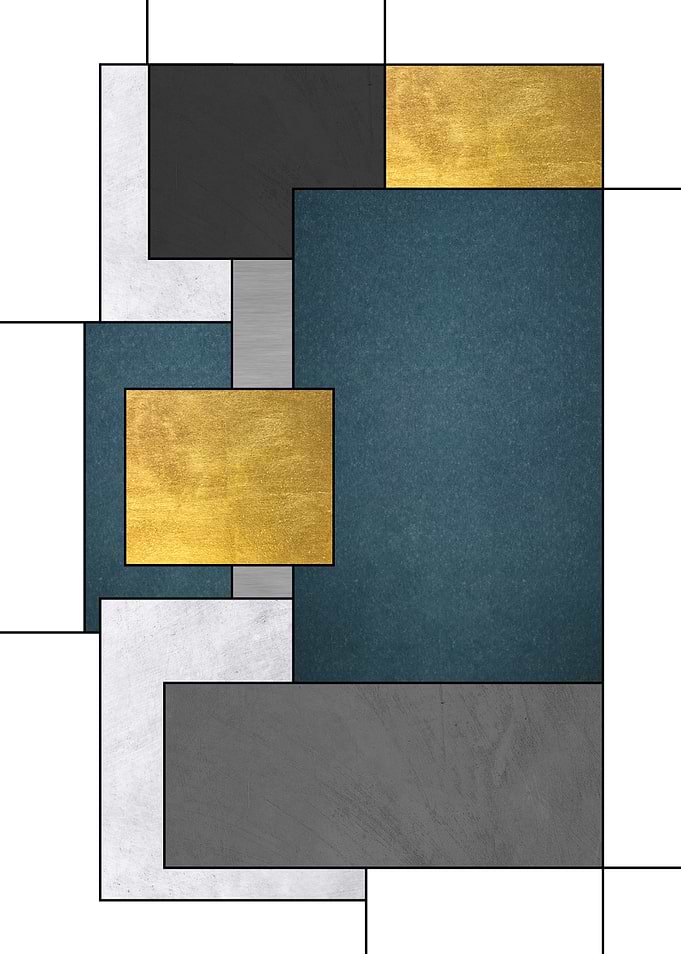 Abstract Geometric Composition with Gold Accents