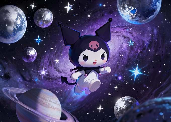 Kuromi Floating in Deep Space
