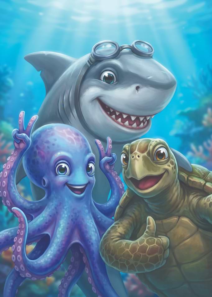 Happy Underwater Friends Selfie