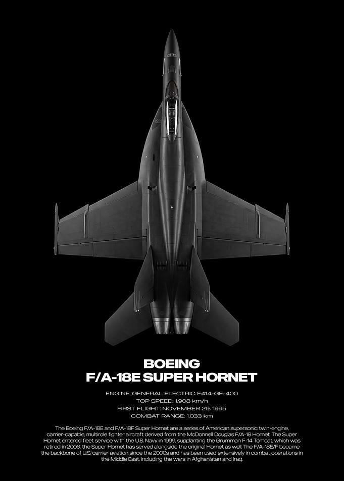 Boeing F/A-18E Super Hornet Technical Poster