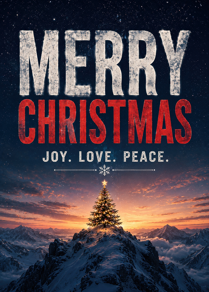 Merry Christmas Mountain Peak