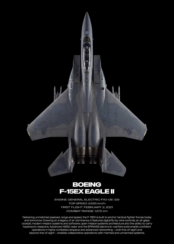Boeing F-15EX Eagle II Technical Poster