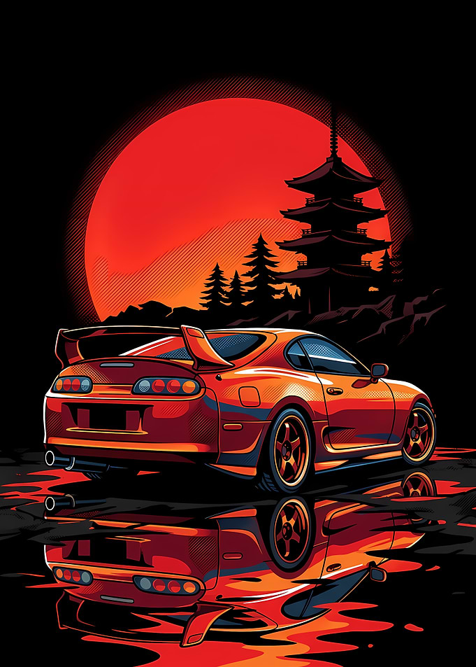 Toyota Supra JDM Sunset Illustration