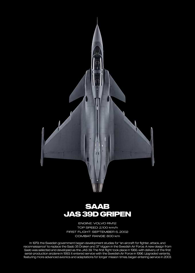 Saab JAS 39D Gripen Technical Poster