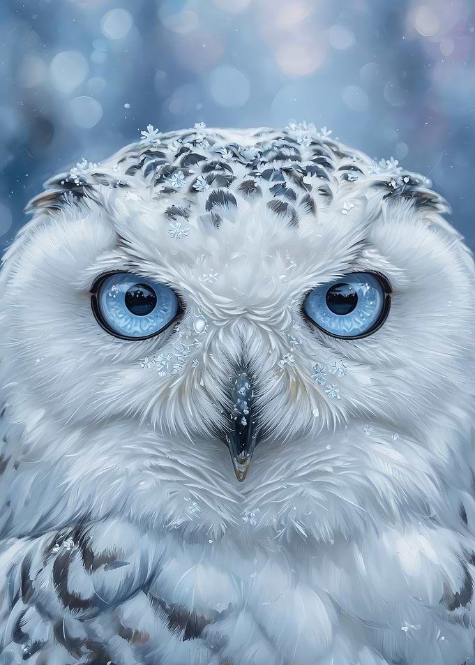 Snowy Owl Frost Blue Eye Portrait