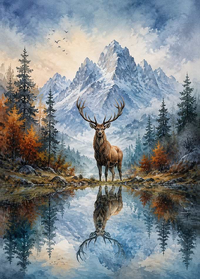 Majestic Stag in Mountain Landscape