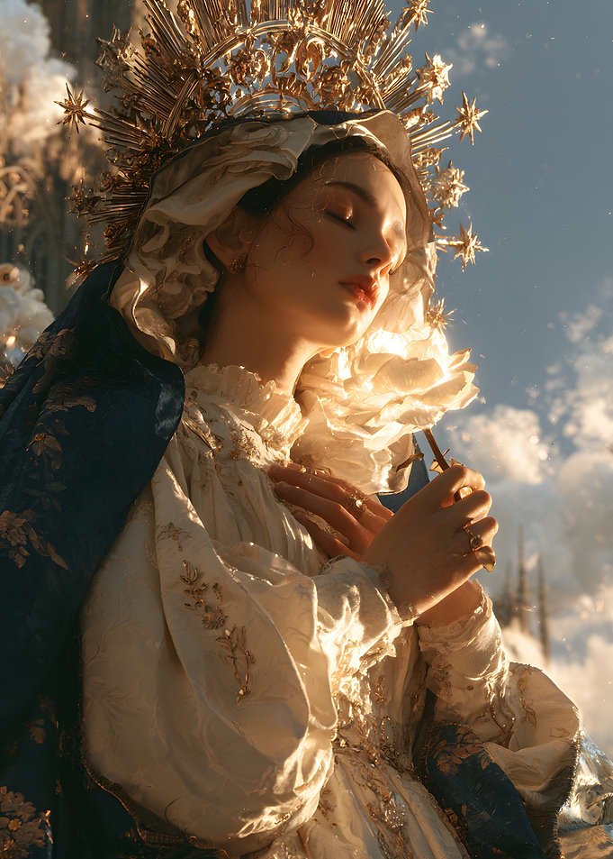 Ethereal Madonna with Golden Halo