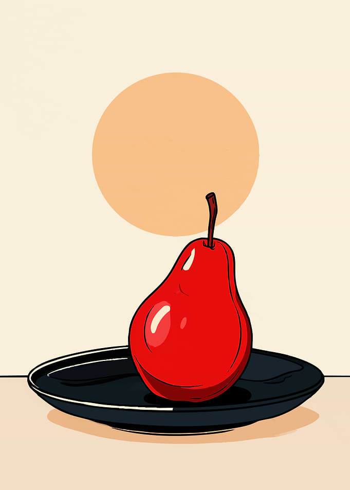 Minimalist Red Pear Illustration