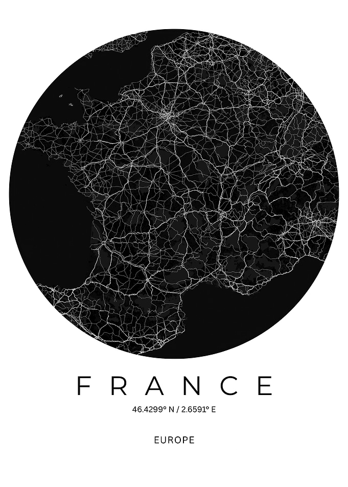 France Road Network Map Poster