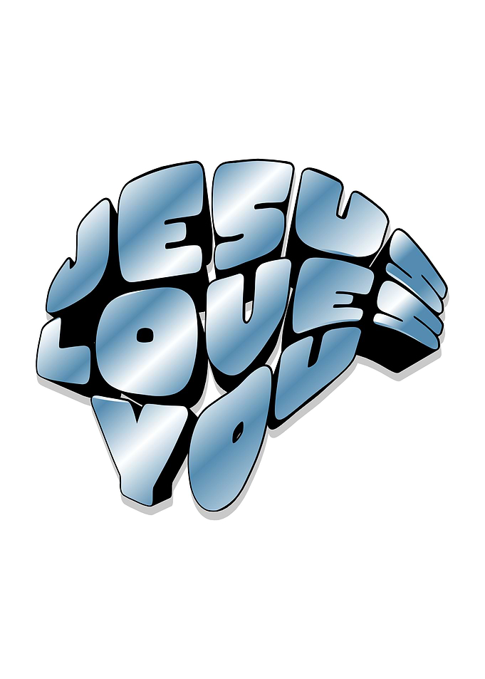 Jesus Loves You Metallic Text Art