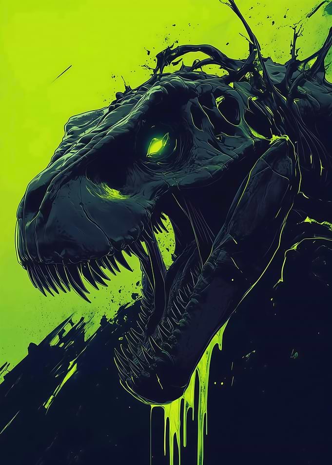 Neon Green Radioactive T-Rex Skull