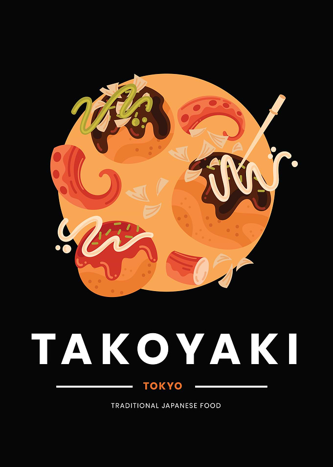 Takoyaki Tokyo Traditional Japanese Food Poster
