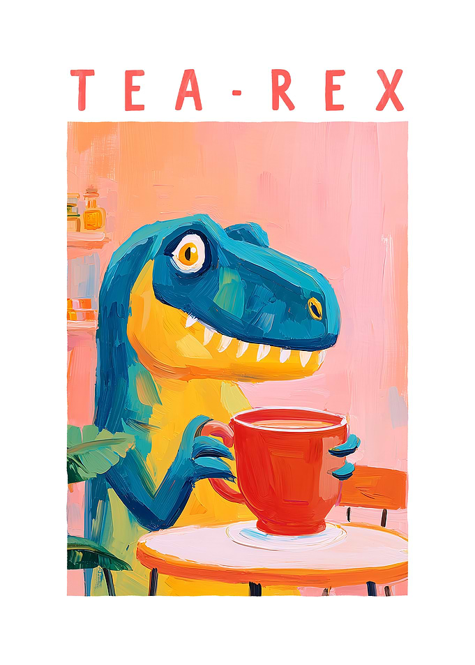 Tea-Rex Dinosaur Illustration