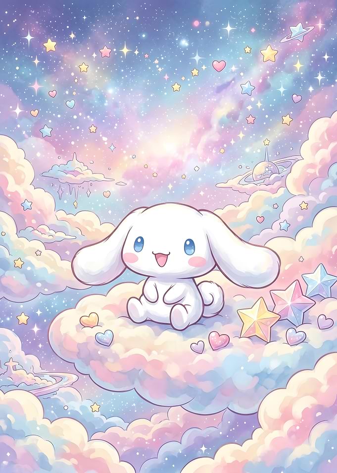 Cinnamoroll Floating in Pastel Galaxy