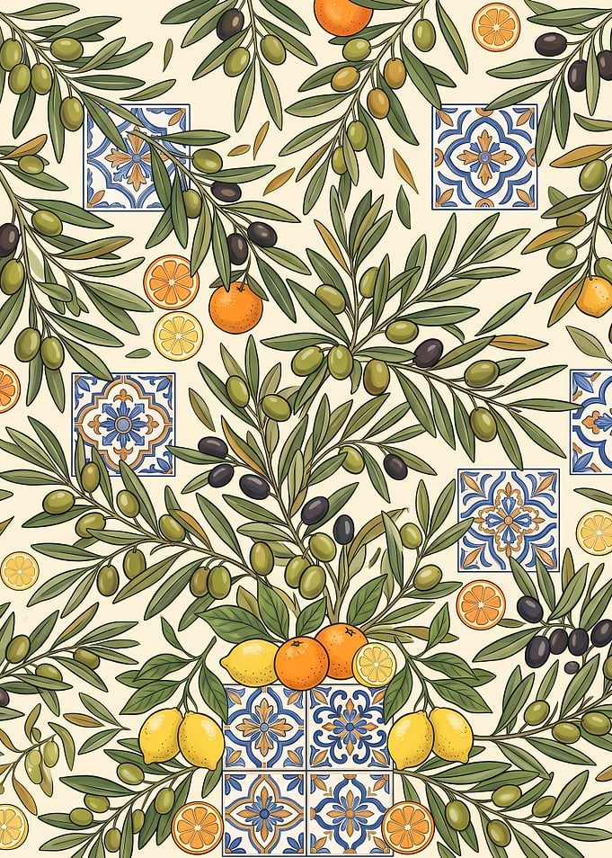 Mediterranean Olive and Citrus Pattern